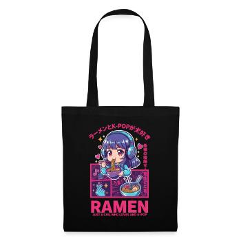 Kpop Anime Girl Ramen Einfach ein Mädchen, das Kpop liebt - Stoffbeutel - Schwarz - Vorne