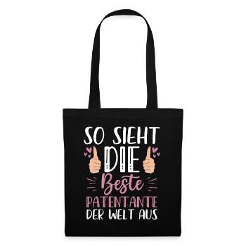 So Sieht Die Beste Patentante Der Welt Aus - Stoffbeutel - Schwarz - Vorne