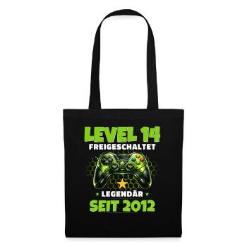 14. Geburtstag Gamer Shirt Level 14 freigeschaltet - Stoffbeutel - Schwarz - Vorne