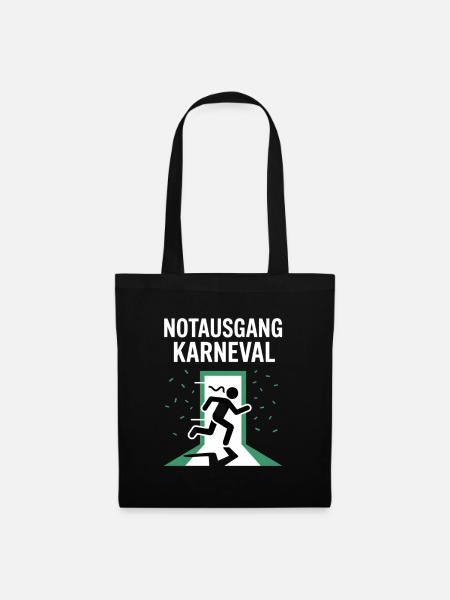 Notausgang Karneval Flucht Für Karnevalsmuffel - Stoffbeutel - Schwarz