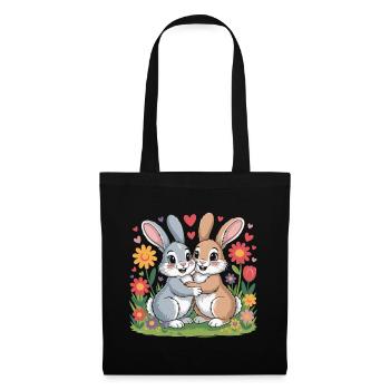 Bunny Comic Couple Love - Tote Bag - black - Front