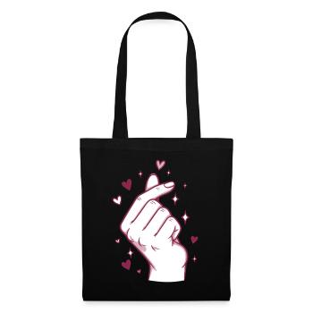 Kpop Koreanische Musik Niedliche Finger Herz Liebe Korea - Stoffbeutel - Schwarz - Vorne