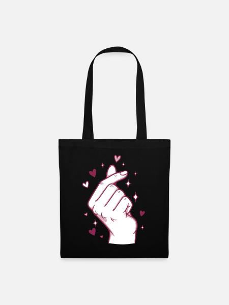 Kpop Koreanische Musik Niedliche Finger Herz Liebe Korea - Stoffbeutel - Schwarz