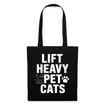 Lift Heavy Cats – Kraftvolles Katzenmotiv - Stoffbeutel - Schwarz - Vorne