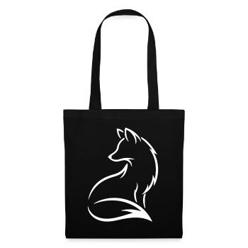 Fuchs Silhouette - Wildtier Line Art Natur Design - Stoffbeutel - Schwarz - Vorne