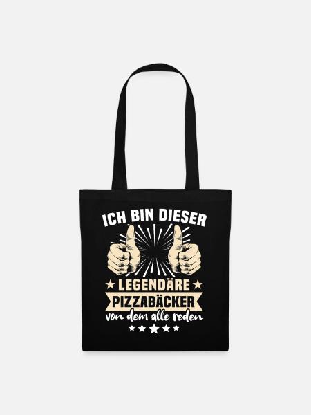 Pizzabäcker Sprüche - Stoffbeutel - Schwarz