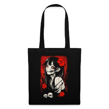 Fille gothique inquiétante d’anime d’horreur japonaise - Sac en tissu - noir - Devant
