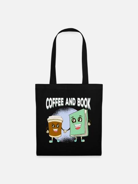 Kaffee trifft Buchfreundschaft - Stoffbeutel - Schwarz