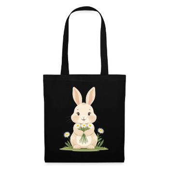 Delicate bunny with daisies - Tote Bag - black - Front