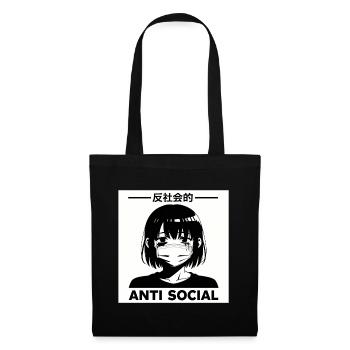 Antisocial Japanese Vaporwave Anime Girl - Tote Bag - black - Front