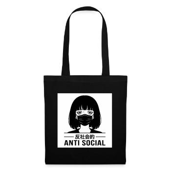 Antisocial Japanese Vaporwave Anime Girl - Tote Bag - black - Front