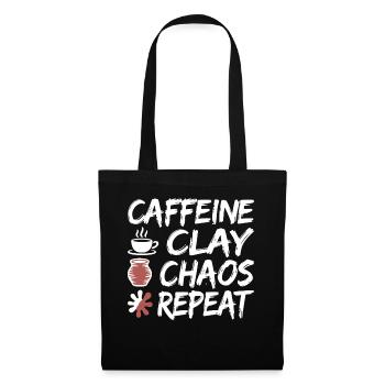 Caffeine Clay Chaos Repeat Design - Tote Bag - black - Front