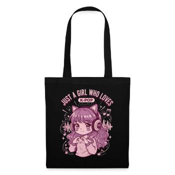 Just a girl, das K-Pop liebt, niedliche Anime-Koreanische Pop-Pop-Figuren - Stoffbeutel - Schwarz - Vorne