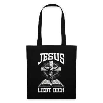 Jesus Liebt Dich Christlich Katholiken Gläubiger - Stoffbeutel - Schwarz - Vorne