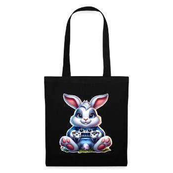 Osterhase Gaming Gamer - Stoffbeutel - Schwarz - Vorne