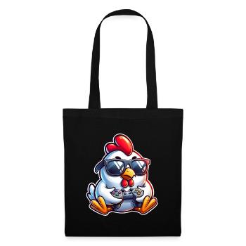 Gamer Huhn mit Controller - Stoffbeutel - Schwarz - Vorne