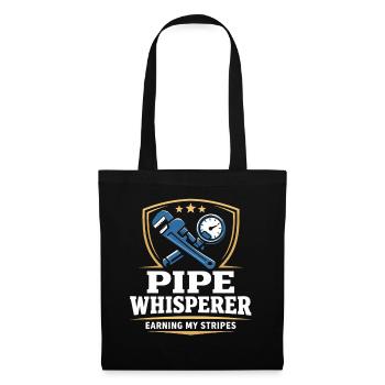 Pfeifenflüsterer, Klempnerhandwerk, Humor-geschenk - Stoffbeutel - Schwarz - Vorne