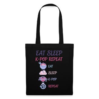 Mange, Dors, K-Pop, Répète de la musique coréenne, Anime mignon. - Sac en tissu - noir - Devant