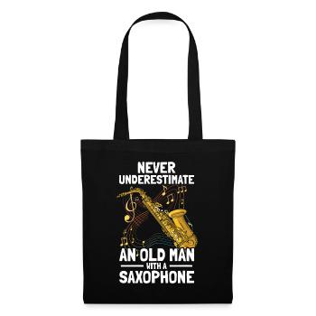 Vieil homme avec un saxophoniste - Sac en tissu - noir - Devant