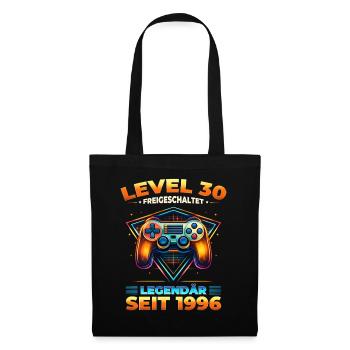 30th Birthday Gamer Shirt Level 30 Vintage 1996 - Tote Bag - black - Front