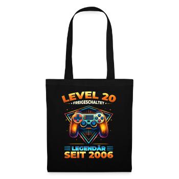 20th Birthday Gamer Shirt Level 20 Vintage 2006 - Tote Bag - black - Front