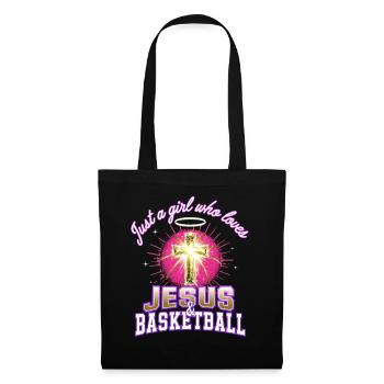 Jesus und Basketball Mädchen-Design - Stoffbeutel - Schwarz - Vorne