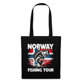 Norway Fischer Fish Angeln Angler Norwegen - Stoffbeutel - Schwarz - Vorne