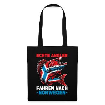 Echte Angler Fahren Nach Norwegen Fisher - Stoffbeutel - Schwarz - Vorne