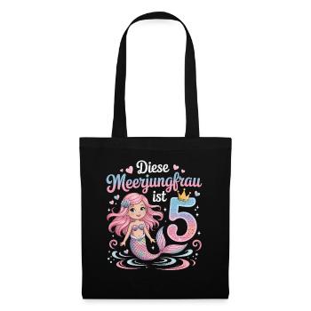 This Mermaid Is 5 Girls 5th Birthday - Tote Bag - black - Front