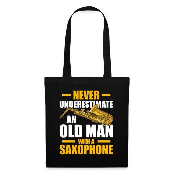 An old man with a Saxophon Saxophonspieler - Stoffbeutel - Schwarz - Vorne