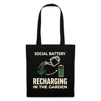 Social Battery Recharging Garden Humor - Stoffbeutel - Schwarz - Vorne