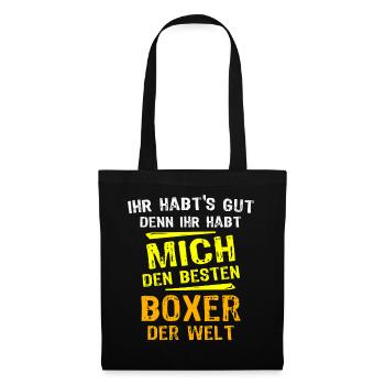Boxer Geschenk - Stoffbeutel - Schwarz - Vorne