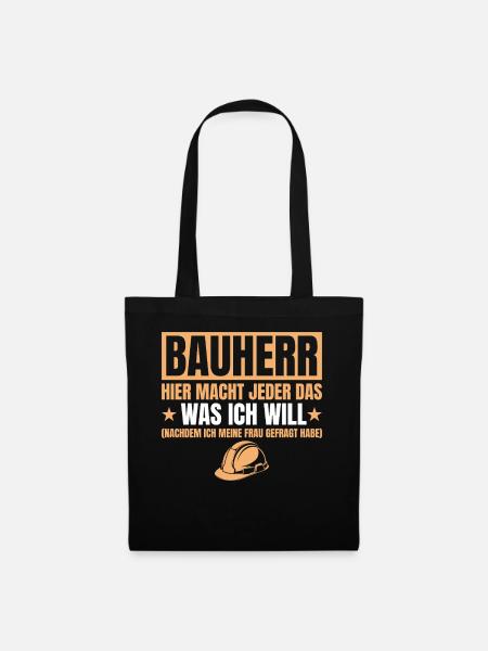 Bauherr Lustiges Geschenk Hausbau Baustelle - Stoffbeutel - Schwarz