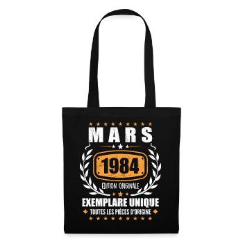 Originales Geburtstagsgeschenk vom März 1984 - Stoffbeutel - Schwarz - Vorne