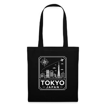 Tokyo Japan Skyline Reise Motiv - Stoffbeutel - Schwarz - Vorne
