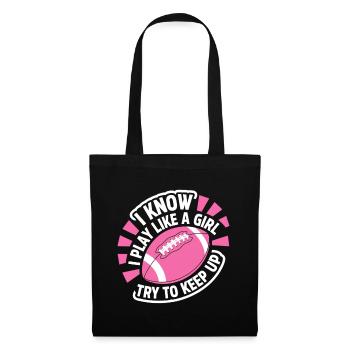 Play Like a Girl Football Quote - Tote Bag - black - Front