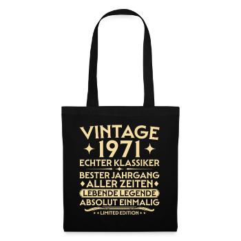 Geburtstag 1971 Jahrgang Echter Klassiker - Stoffbeutel - Schwarz - Vorne