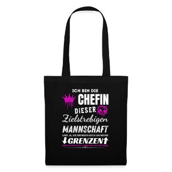 Chefin Zielstrebigen Mannschaft Chefin Geschenke - Stoffbeutel - Schwarz - Vorne