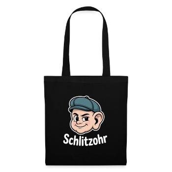 Schlitzohr Frecher Cartoon Kopf mit Muetze - Stoffbeutel - Schwarz - Vorne