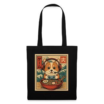 Ramen Corgi Gaming Anime Japanese Noodle Bowl - Tote Bag - black - Front