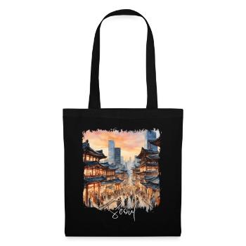 Séoul, Corée du Sud, Séoul Aquarelle - Sac en tissu - noir - Devant