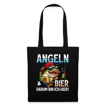 Angler Gift Man Fishing and Beer Angler Funny - Tote Bag - black - Front