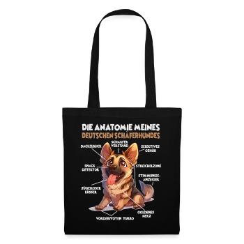 Deutscher Schäferhund Hundehalter Geschenk Gassi T - Stoffbeutel - Schwarz - Vorne