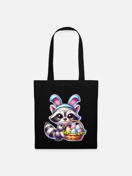Ostern Waschbär - Stoffbeutel - Schwarz