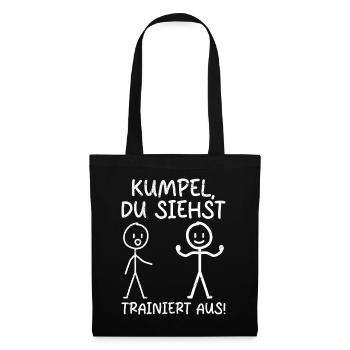 Strichmännchen DU SIEHST TRAINIERT AUS Lustig - Stoffbeutel - Schwarz - Vorne