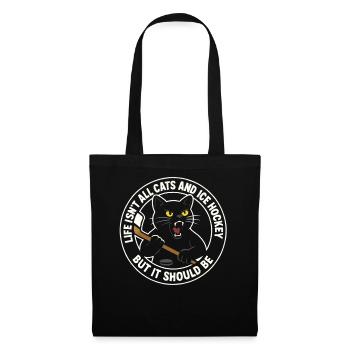 Hockey Katze Humor Eishockey Fan Geschenkidee - Tote Bag - black - Front