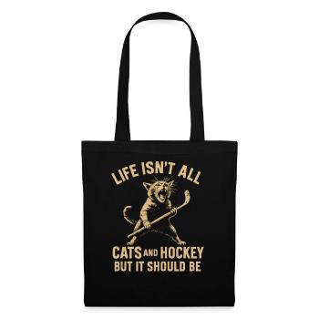 Hockey Katze Humor Eishockey Fan Geschenkidee - Tote Bag - black - Front