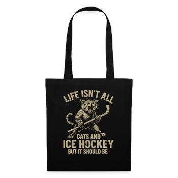 Hockey Katze Humor Eishockey Fan Geschenkidee - Tote Bag - black - Front