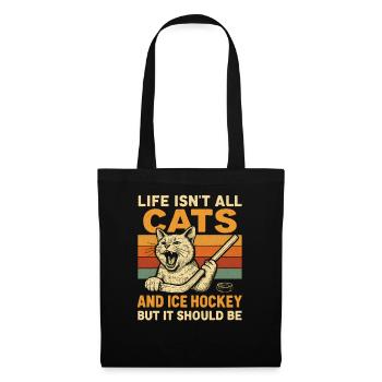 Hockey Katze Humor Eishockey Fan Geschenkidee - Tote Bag - black - Front