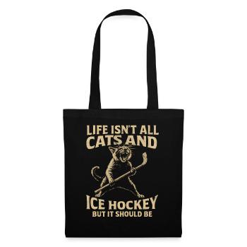 Hockey Katze Humor Eishockey Fan Geschenkidee - Tote Bag - black - Front